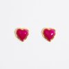 Pendientes | BIMBA Y LOLA Pendientes Corazon Piedra Fucsia